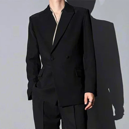 sanyamk Mens Autumn Contrast Color Satin French Elegant Casual Suit Genderless Fashion Trend Simple Retro Business Suit Jacket For Men