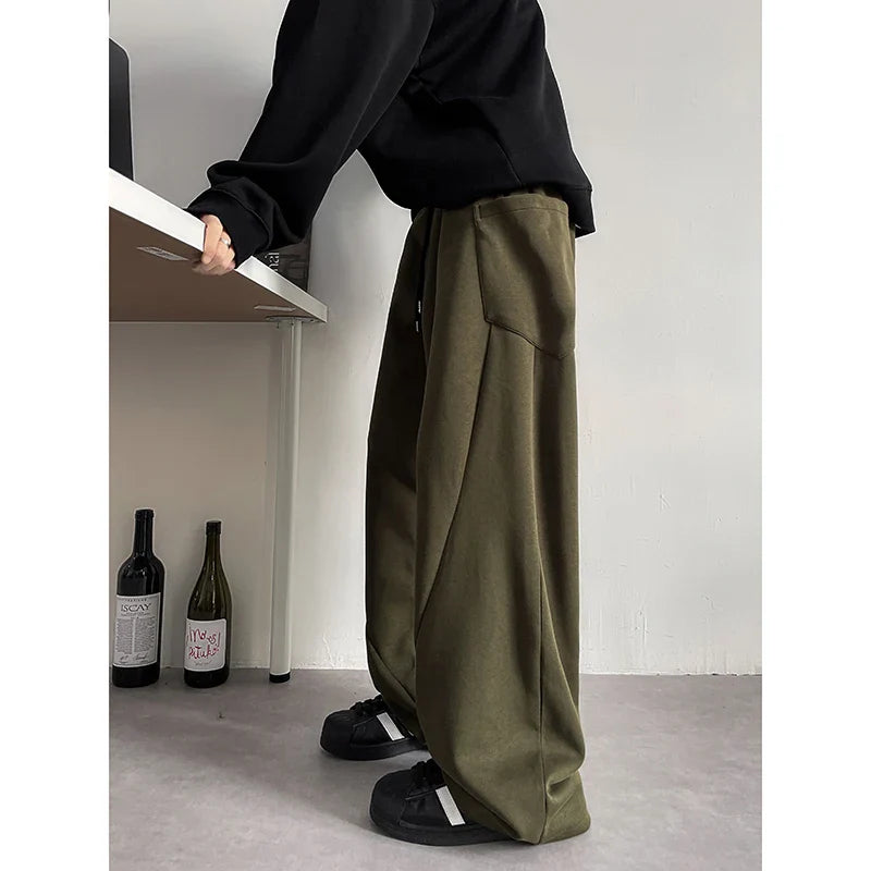 Bonsir Mens Chic Pocket Long Pants Autumn New Men's Casual Mopping Trousers Harajuku Streetwear Sport Running Sweatpants 5XL-M