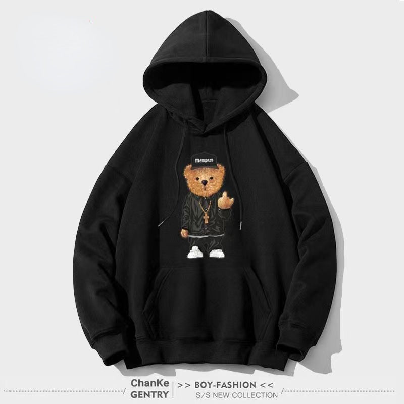 Bonsir Limited New Fun Hoodie Fashion Street Bear Print Graphic Simple Harajuku Hip Hop Casual Style Cotton Men's Hoodies Sweatshirts