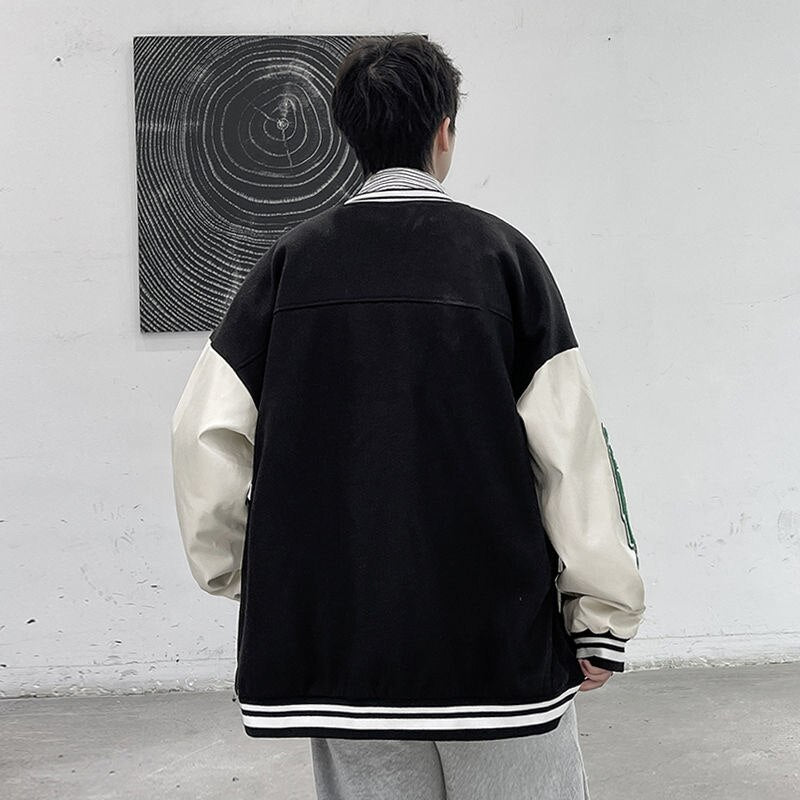 Bonsir Autumn New Letter Graphic Men Baseball Jackets Patchwork Oversized Casual Man Coats Fashion Unisex Hip Hop Outerwears