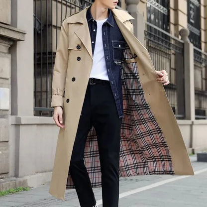 sanyamk Mens Long Casual Coat Genderless 2024 New Autumn Winter Fashion British Style Temperament Slim Retro Solid Color Jacket Unisex