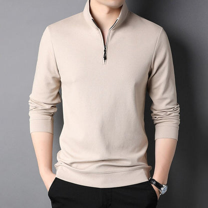 sanyamk Top Grade New Fashion Brand Luxury Zipper Polo Shirt Men Casual Plain Korean Solid Color Long Sleeve Tops Mens Clothing 2024