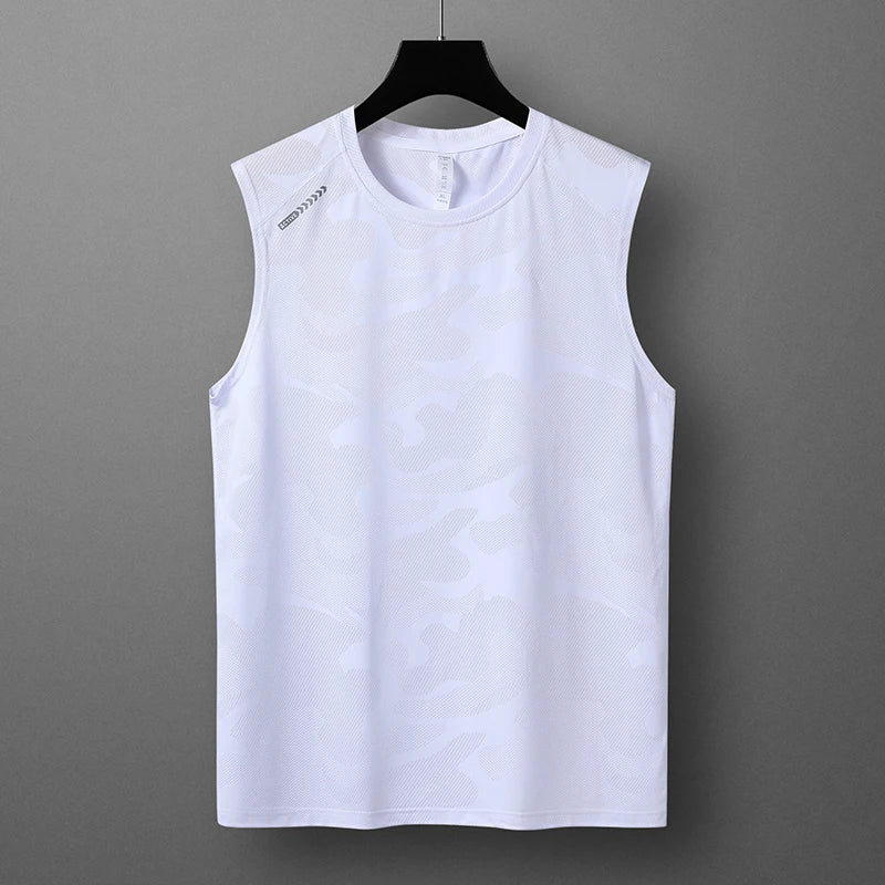 sanyamk 2024 Summer New Sports Running Undershirt Men'S Sleeveless T-Shirt Ultra-Thin Shoulders Fitness Bottoming Shirt Casual Fashion