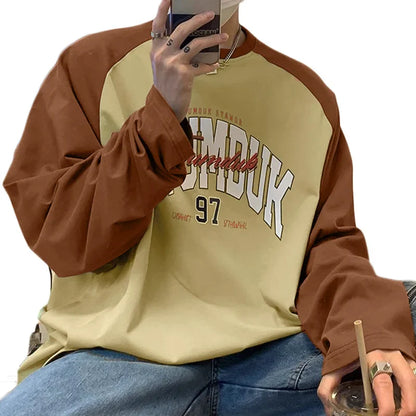 sanyamk  -  New Men's Clothing Hot Sale Contrast Printed Pattern T-shirts Fashion Well Fitting Male Long Sleeved Camiseta S-5XL 2024