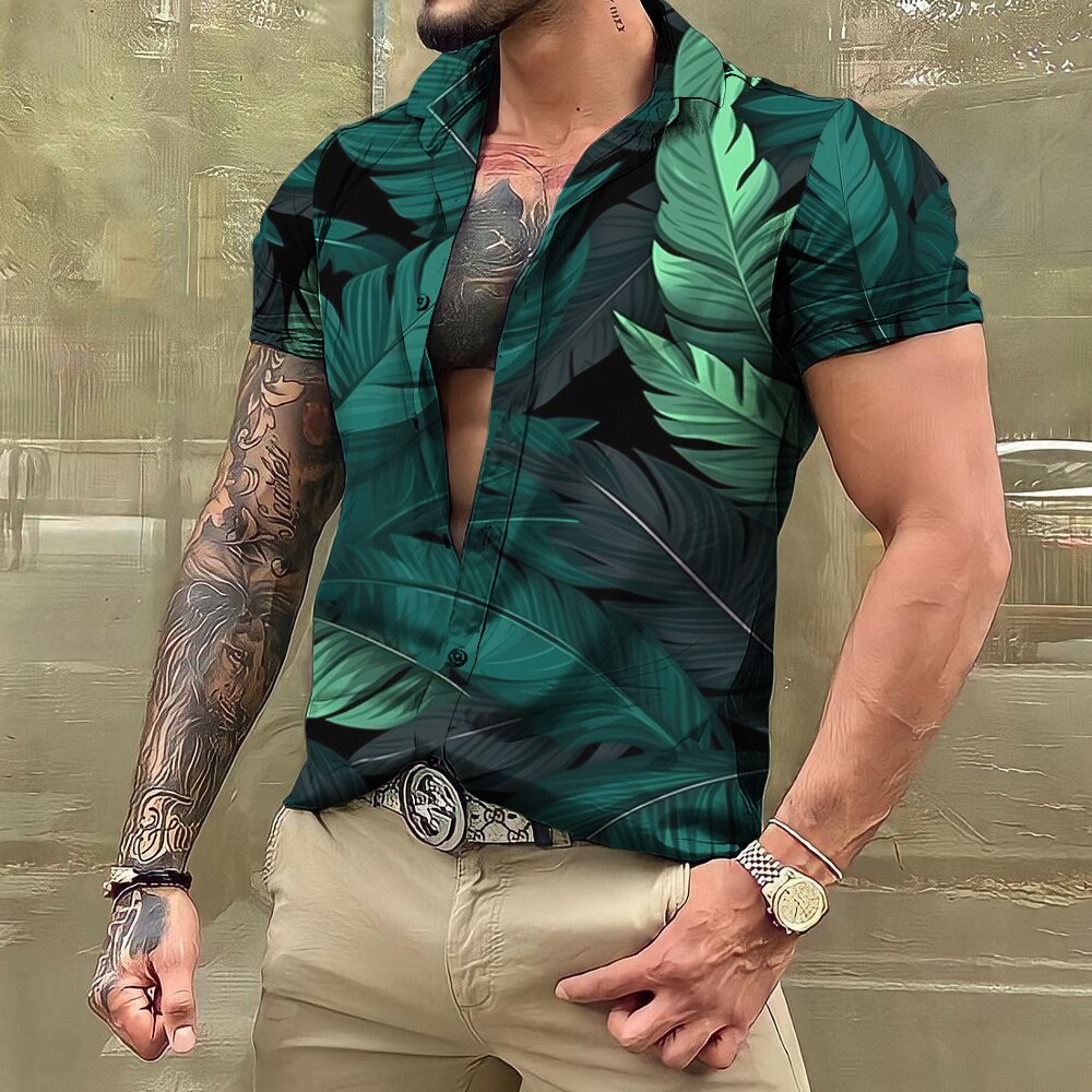 sanyamk Shirts And Blouses Hawaiian Men's Shirt Tropical 3D Print Casual Beach Short Sleeve Tops Oversized Tees Man Clothing Camisa