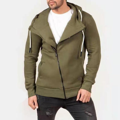 Bonsir Fashion Irregular Zip-up Solid Hooded Jackets For Men Autumn Winter Casual Long Sleeve Hoodies Cardigans Mens Trendy Streetwear