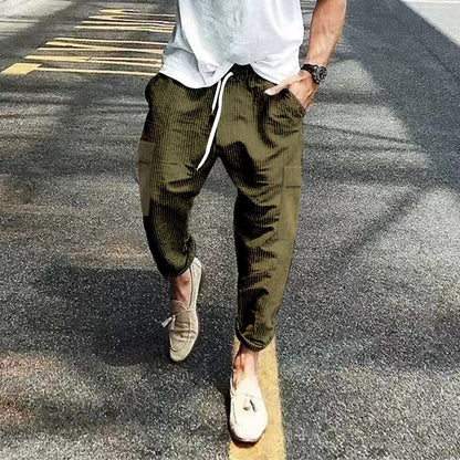 Bonsir Streetwear Mens Casual Pants Spring Autumn Fashion Mid Waist Slim Fit Trousers New Arrivals Men Trend Long Pant Streetwear