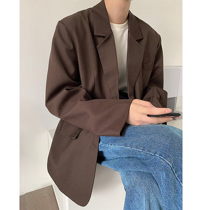 sanyamk Men's High-quality Casual Suit Jackets Formal Western-style Clothes Loose Black/brown/green Blazers Business Coats S-XL