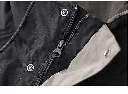 sanyamk Autumn Trekking Hooded Work Jacket Men's Windproof New Loose Half Zipper Stormsuit Outdoor Camping Hiking Riding Coat Tooling