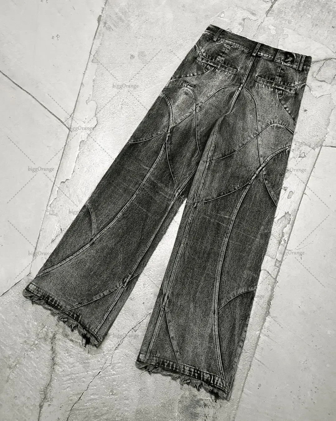 sanyamk Y2K Harajuku Gray Spliced Washed Jeans Men's Gothic Style Street Trend Clothing Retro Loose Wide Leg Pants Autumn Baggy Jeans