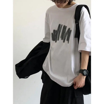 sanyamk Summer Casual Men Set High Street Printing Graffiti Trendy T-shirts+Quick Drying Pockets Cargo Pants Suit Japanese Street 2-pcs