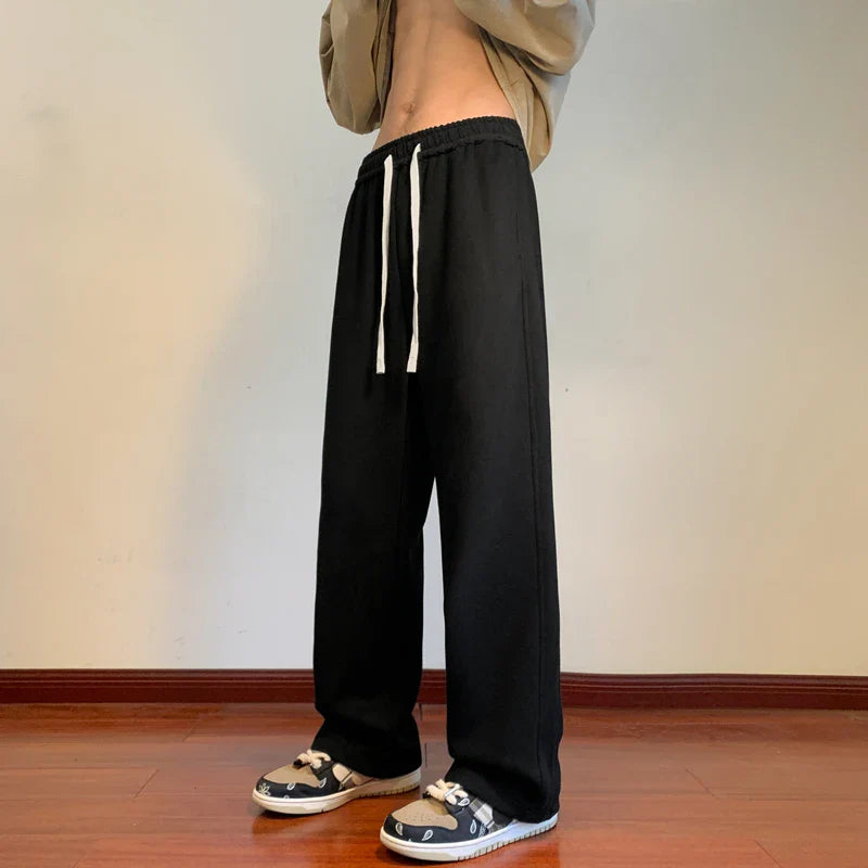 Bonsir Spring Summer Sweatpants Men Straight Casual Pants Male Korean Loose Drawstring Pants Men's Joggers Sports Streetwear Trousers