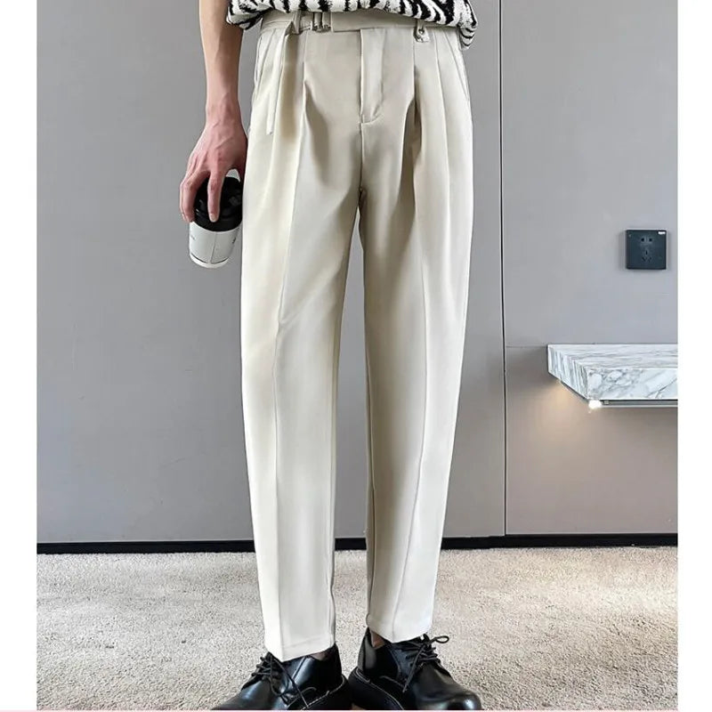 sanyamk New Spring Autumn Fashion Man Classic Slim Straight Long Suit Trousers Male Solid Color Men Smart Casual Business Pants 2XL