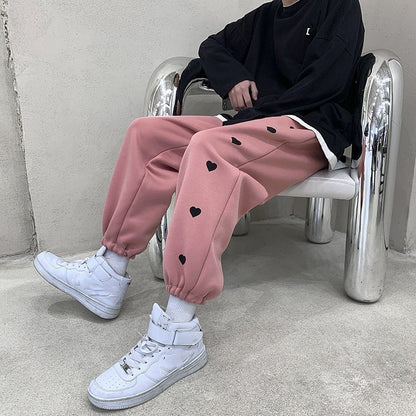 sanyamk Harajuku Baggy Pencil Wide Leg unisex Pants Side Cartoon Printing Sweatpants All-match Ankle-Length Pants Y2K Streetwear Fashion