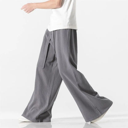 sanyamk Cotton Linen Vintage Men’s Harem Pants Harajuku Oversized Casual Man Wide Leg Pants Loose High Quality Men Trousers Jogger Pants