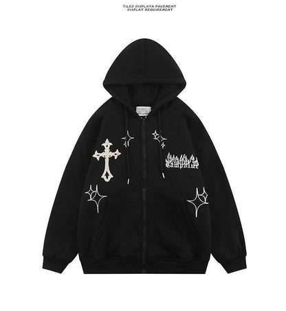 Bonsir Mens Black Streetwear Skull Hoodies Y2K Vintage Cardigan Skeleton Hoodie Men Oversized Zip Up Hooded Sweatshirt Tokyo Revengers