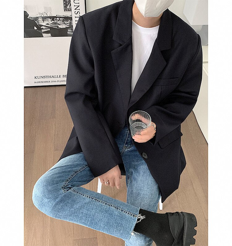 sanyamk Men's High-quality Casual Suit Jackets Formal Western-style Clothes Loose Black/brown/green Blazers Business Coats S-XL
