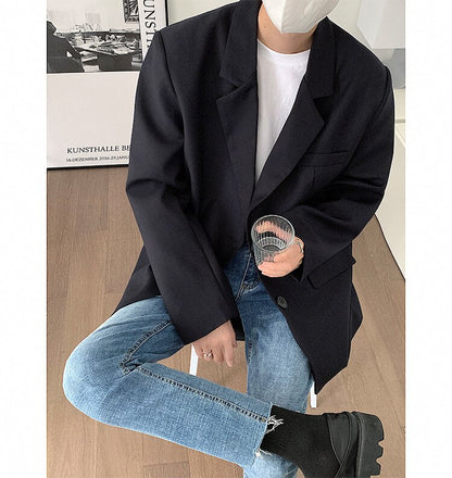 sanyamk Men's High-quality Casual Suit Jackets Formal Western-style Clothes Loose Black/brown/green Blazers Business Coats S-XL