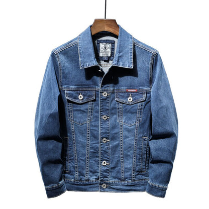 2022 New Autumn Men's Blue Denim Jacket Fashion Casual Cotton Elasticity Jeans Coat Male Brand Clothes