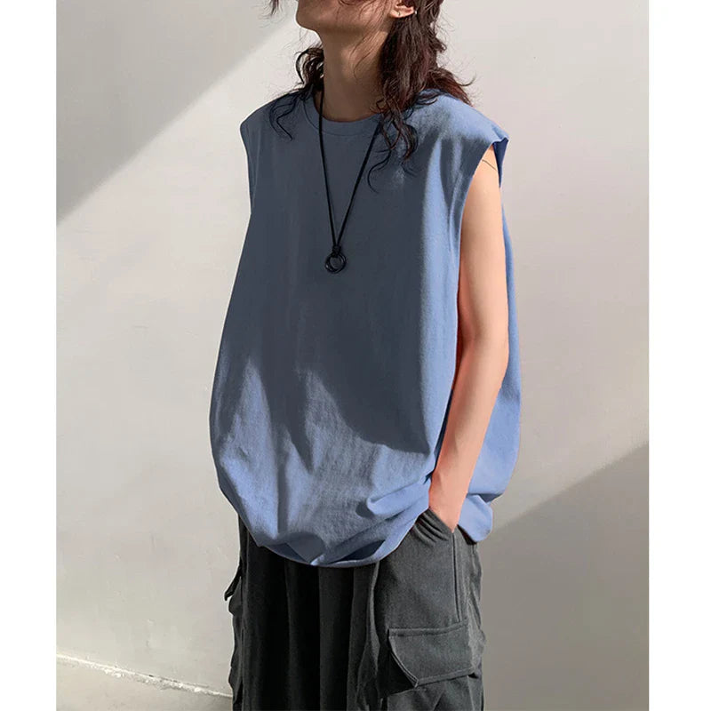 sanyamk Summer Men Trendy Casual Streetwear Oversized Sleeveless T-shirt Youth Y2K Hip Hop Cotton Tank Tops Sports Basketball Vest