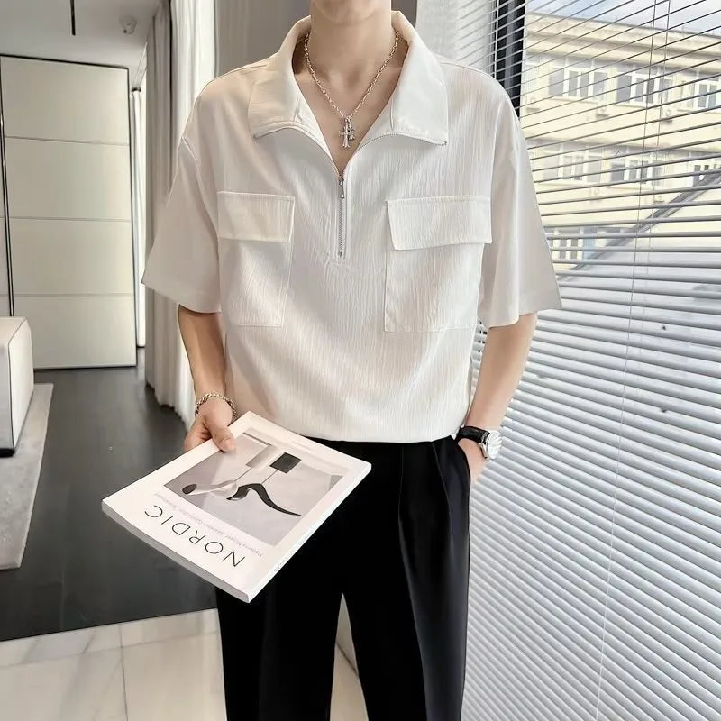 sanyamk Solid Colour Shirt Fashion Youth Popular Summer Casual Clothing