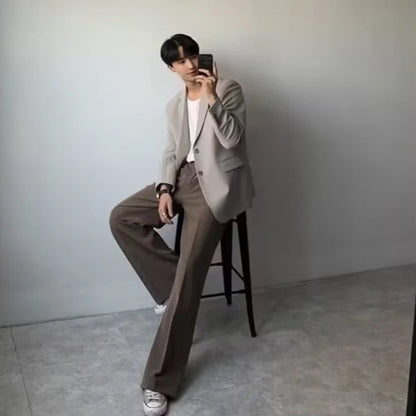 sanyamk Casual Blazers Men Temperament Hong Kong Style Handsome Chic Fashion Versatile Classic Advanced Streetwear Comfortable Daily