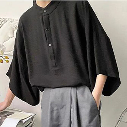 Bonsir Summer Oversize Shirt Men's Fashion Dolman Sleeves Tops Casual Shirts Streetwear Korean Loose Short Sleeve Tee Shirts Pullover