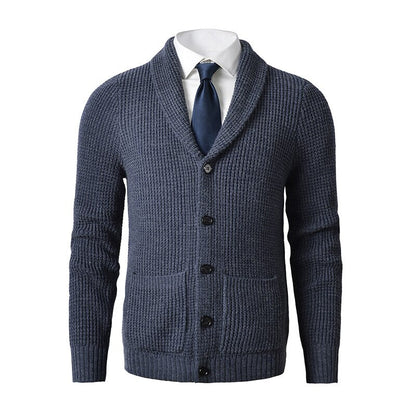 Bonsir High Quality Men's Cardigan Sweater Slim Fit Knitted Ted Button Up Wool Sweater with Pockets Autumn Winter Kitting Sweatercoat