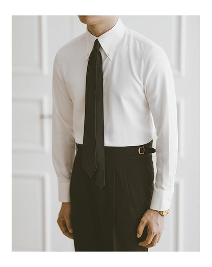 Bonsir Fall Men Business Solid Color Shirt Long Sleeve Slim Fit Hairstylist Shirts Men Office Tuxedo Shirt Social Herren Hemd