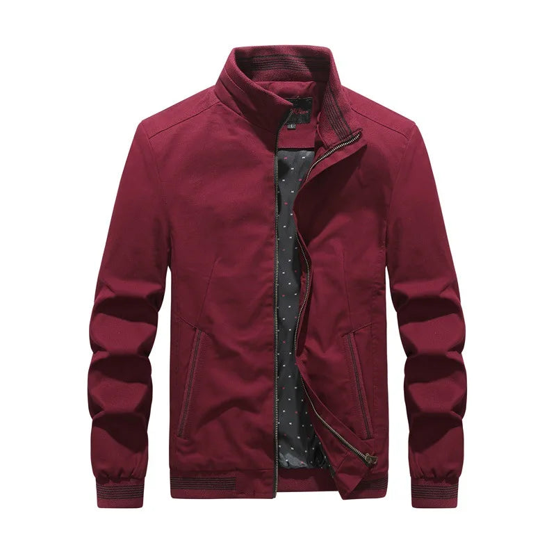 Bonsir Black, Blue, Red, Dark Khaki, Light Khaki, Cotton Jacket Men's Middle-Aged And Elderly Men's Spring And Autumn Coat