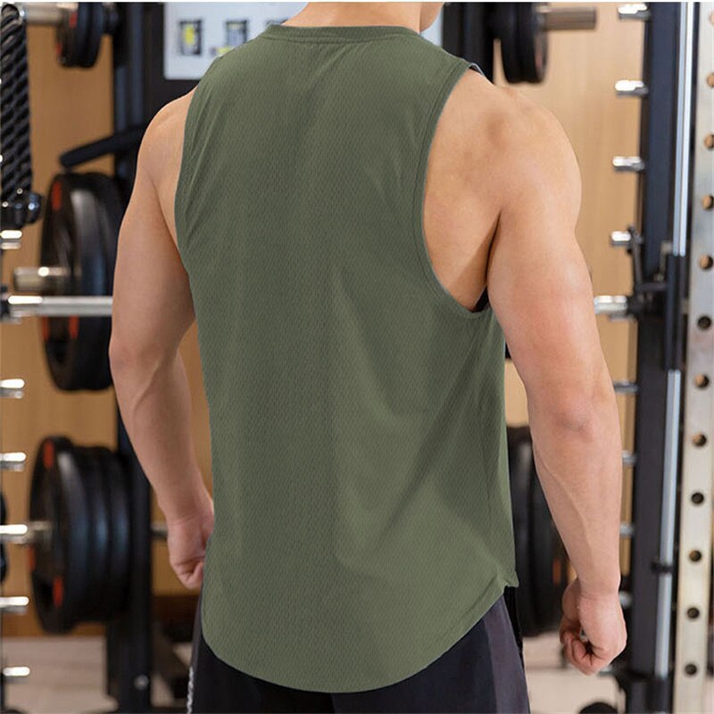 sanyamk Men Bodybuilding Tight Running Tank Tops Summer Jogger Workout Sleeveless Gyms shirt Men Sports Vest Fitness Brand Male Clothing