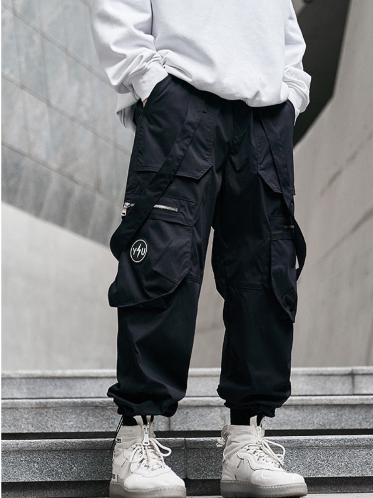 Bonsir Men Cargo Pants Multiple Pockets Casual Pants Streetwear Sweatpant Harajuku Leggings Trousers Hip Hop Overalls Jogger Men Pants