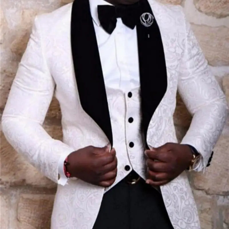 sanyamk New Men Suit 3 Pieces Shawl Lapel Slim Business Daily Fit Wedding Groom Tuxedo Banquet Work Set Jacket Vest With Pants