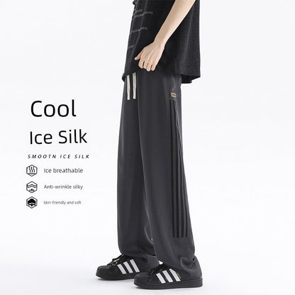 sanyamk Heavy Weight American Vibe Ice Silk Stripes Retro Sweatpants