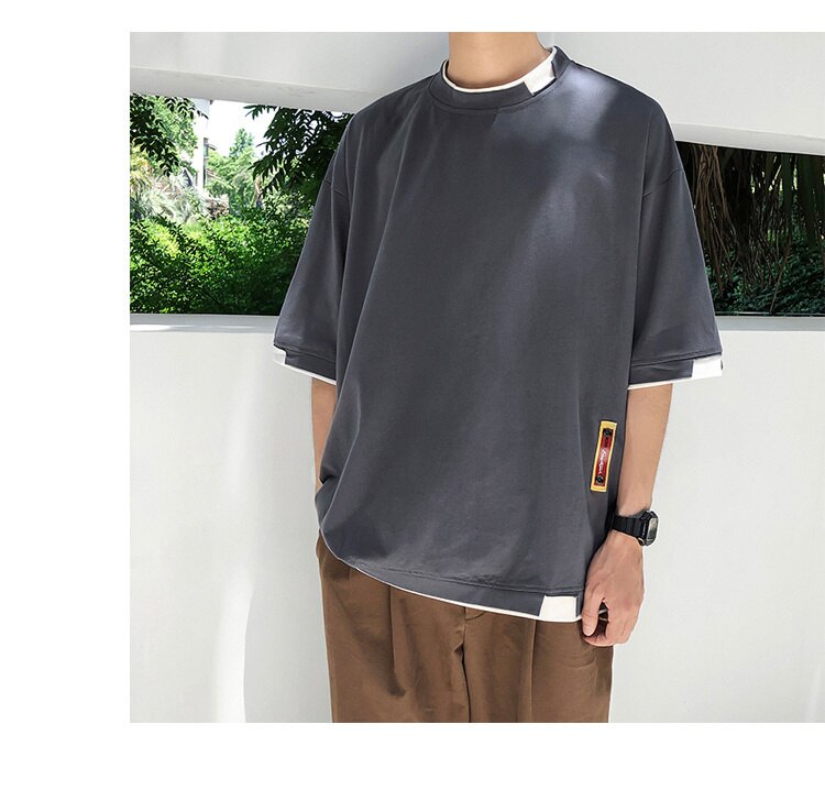 Bonsir Summer Mens T Shirt Oversize Cotton 5XL New Casual Solid color Japanese Harajuku Tee Shirts Man Streetwear Big Size Unisex Top