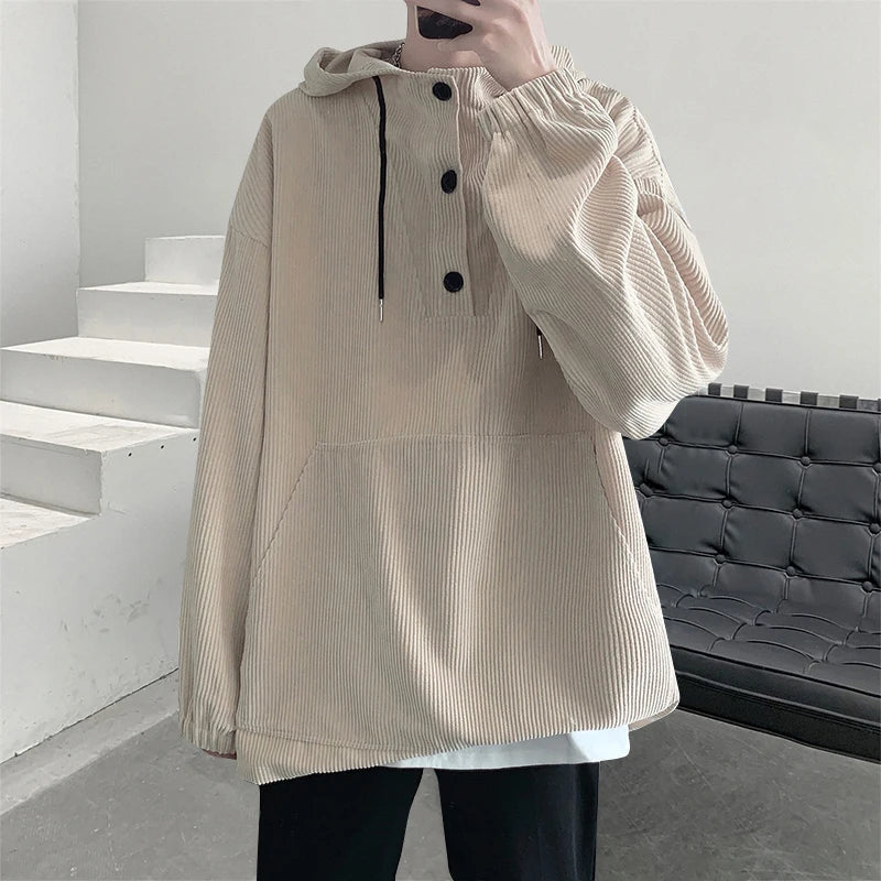 sanyamk  -   Y2k Corduroy Harajuku Hoodies Streetwear Korean Fashion Hooded Hoodie Pocket Casual Oversized Sweatshirts