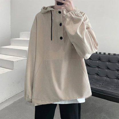 sanyamk  -   Y2k Corduroy Harajuku Hoodies Streetwear Korean Fashion Hooded Hoodie Pocket Casual Oversized Sweatshirts