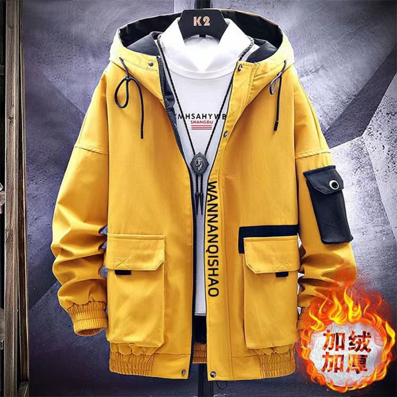 Bonsir New Jackets Men Fashion Hip Hop Windbreaker Coats Casual Jacket Men Cargo Bomber Mens Jackets Coats Outwear Streetwear C13