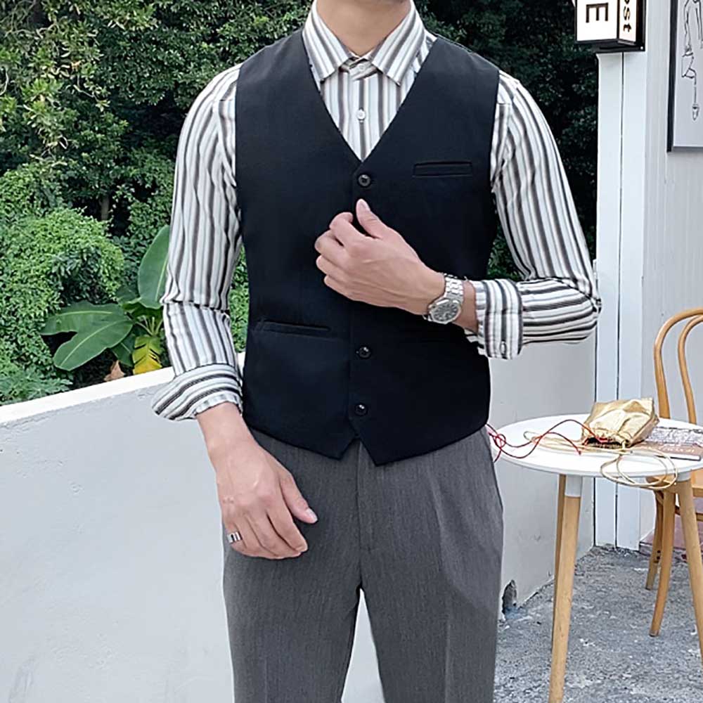 sanyamk New Fashion Leisure Vest Men's Casual Suit Waistcoat Slim Fit Business Office Clothing