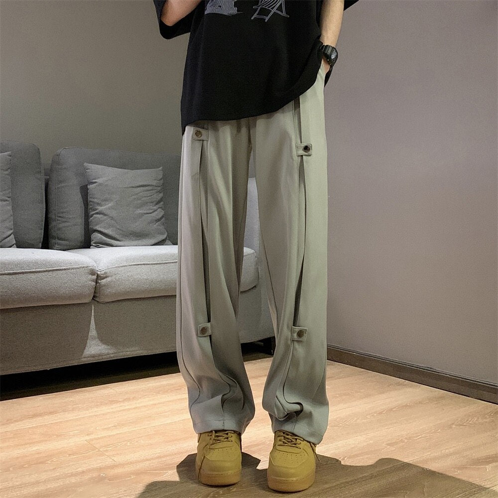 Bonsir Personality Sweatpants Man New Casual Pants Men's Fashion Straight Pants Men Japanese Streetwear Hip-hop Mopping Trousers