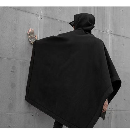 sanyamk Techwear Black Oversized Hoodies Sweatshirt Baggy Trench Coat Anorak Men Goth Punk Japanese Streetwear Hip Hop Gothic