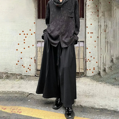 Bonsir Y2k Casual Gothic Skirt Unisex Fashion Dark Daily Personality Loose Streetwear Versatile Samurai Skirt Unisex Can Be Belted