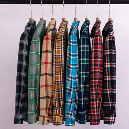 sanyamk 2024 Men  Regular Fit Soft Daily Casual Shirts Clothing Plus size Autumn Winter Fashion New Cotton Flannel Plaid Shirts