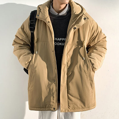 sanyamk New Fashion Hooded Warm Coat Men Casual Oversize Jacket Loose Baggy Streetwear Front Pocket Hiphop Clothing