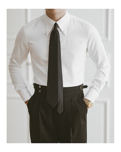 Bonsir Fall Men Business Solid Color Shirt Long Sleeve Slim Fit Hairstylist Shirts Men Office Tuxedo Shirt Social Herren Hemd