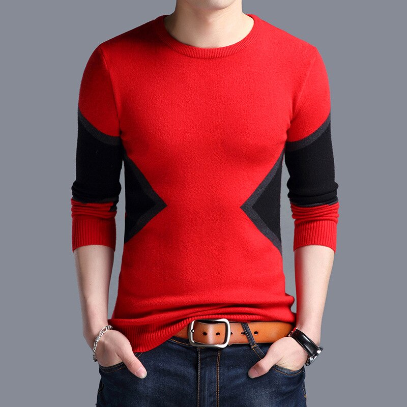 sanyamk Knitted Men's Sweater 2022 Autumn Winter Fashion Brand Clothing Slim Fit Contrast Color Men Pullover Korean Base Shirt Classic