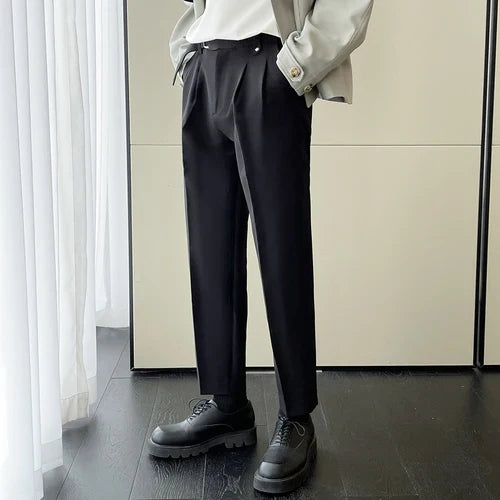 sanyamk New Spring Autumn Fashion Man Classic Slim Straight Long Suit Trousers Male Solid Color Men Smart Casual Business Pants 2XL