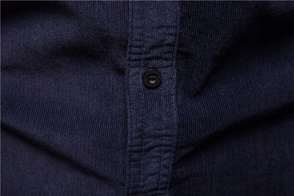 Bonsir Men's Shirt Cotton Lapel Casual  Spring Autumn Corduroy Shirts for Men Slim Solid Color Shirts Long Sleeve Tops EU Size
