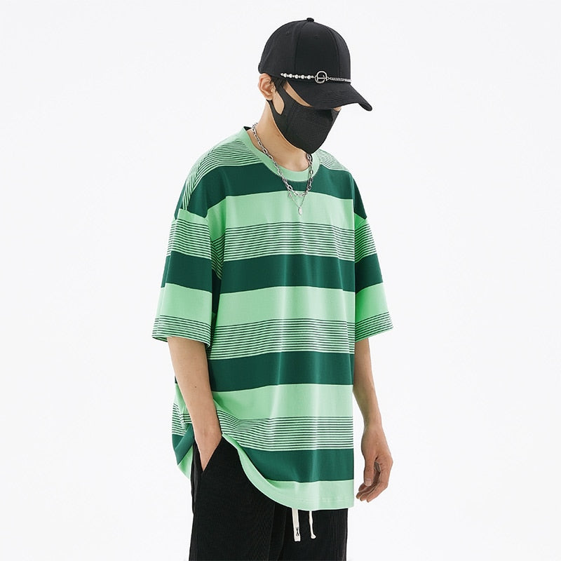 Bonsir Sport Hip Hop Mens Streetwear T-shirts Casual 2023 Summer Short Sleeves Striped Tshirt Tees Oversize 5XL 6XL T Shirt