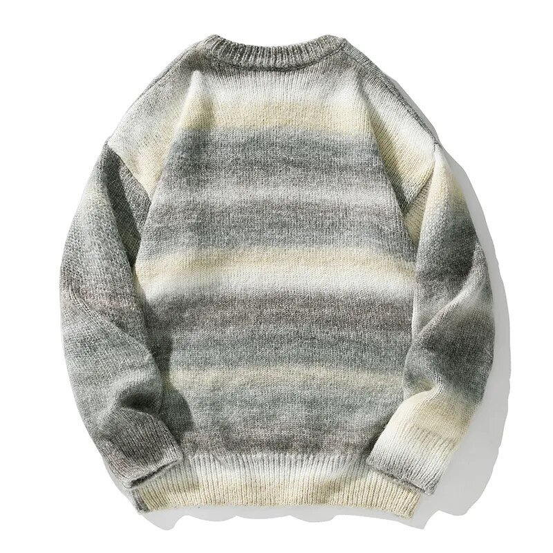 Bonsir Autumn Knitted Sweater Men Color Stripe Jumper Fashion Korean Causal Pullovers Knitwear Clothing Tops Male Female Plus Size